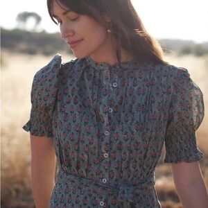 Daughters of India Prairie Dress in Sage XS